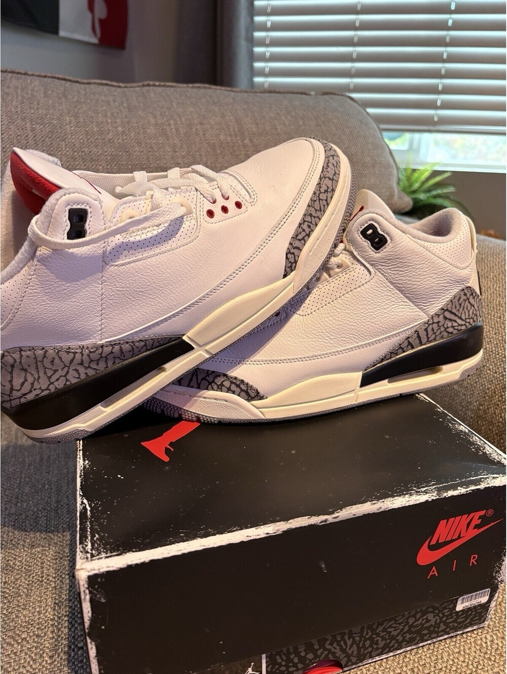 Air Jordan 3 Reimagined White Cement Sz 11 ! Worn Twice